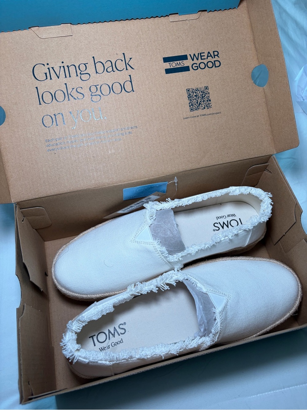 TOMS Slip-On Valencia White Canvas Platform Espadrille